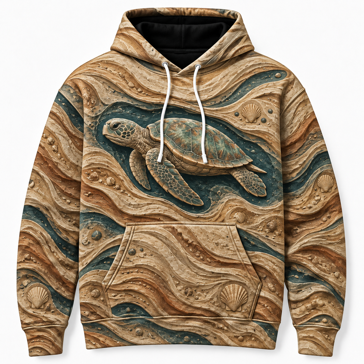 Dune Relief Sea Turtle Hoodie — Sculpted Sand Print