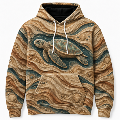 Dune Relief Sea Turtle Hoodie — Sculpted Sand Print
