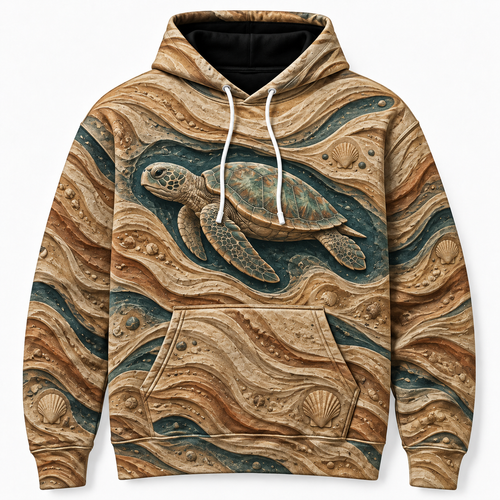 Dune Relief Sea Turtle Hoodie — Sculpted Sand Print
