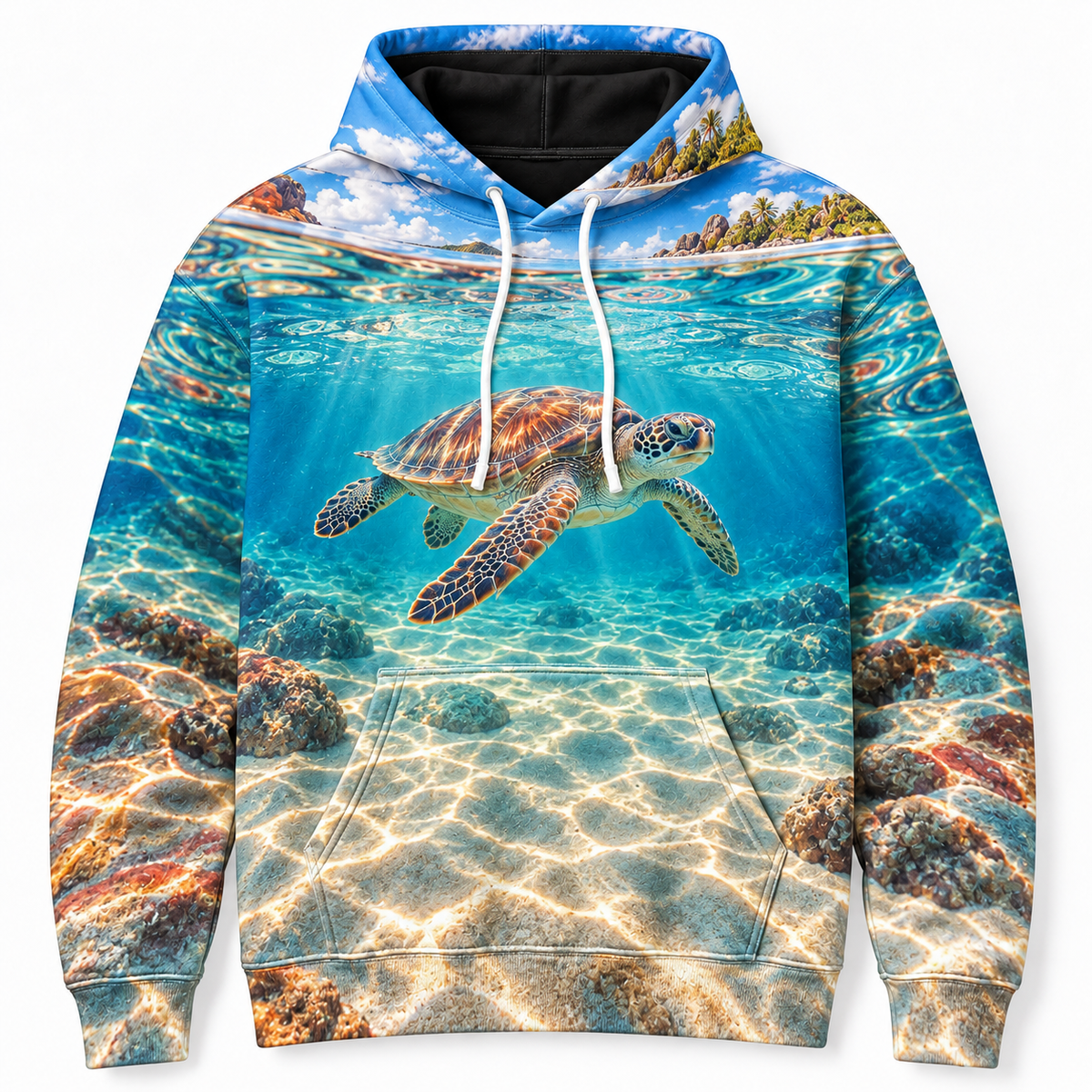 Surface Lens Sea Turtle Hoodie — Split Level Water Print