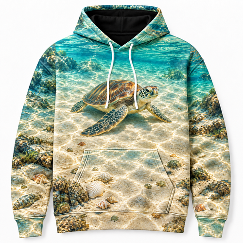 Sand Rest Sea Turtle Hoodie — Resting Turtle Print