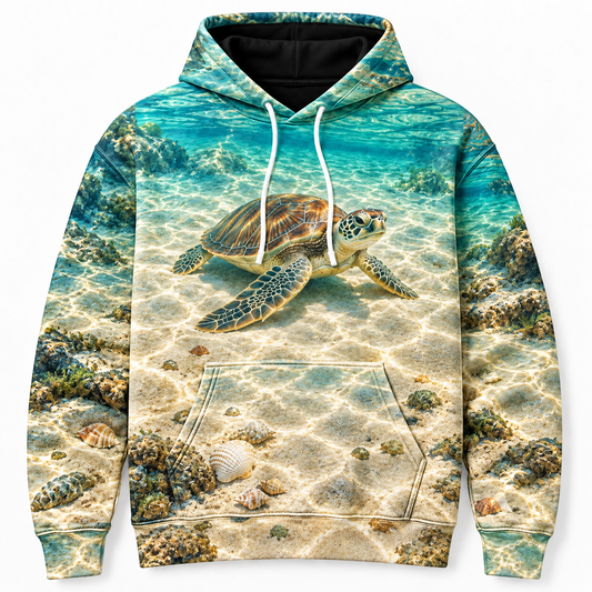 Sand Rest Sea Turtle Hoodie — Resting Turtle Print