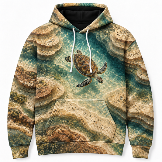 Tidal Terraces Sea Turtle Hoodie — Sediment Relief Print