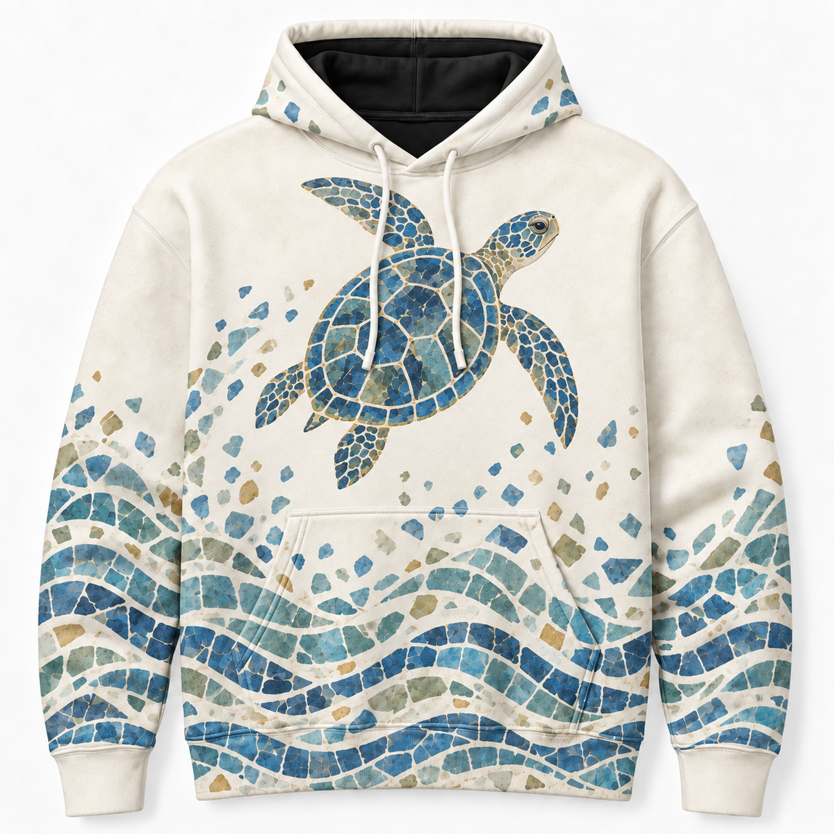 Tidal Mosaic Sea Turtle Hoodie – Sea Glass Mosaic Print