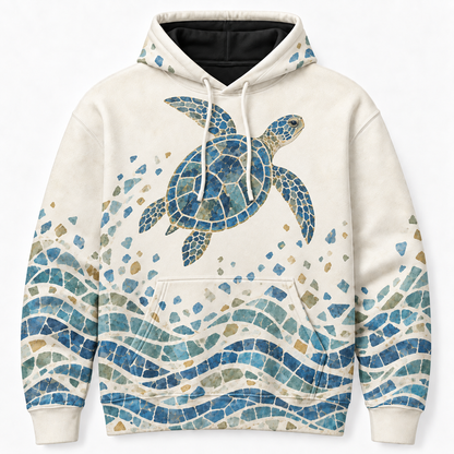 Tidal Mosaic Sea Turtle Hoodie – Sea Glass Mosaic Print