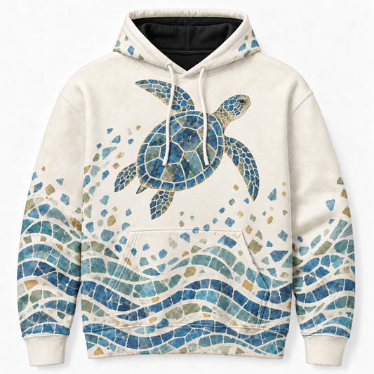 Tidal Mosaic Sea Turtle Hoodie – Sea Glass Mosaic Print