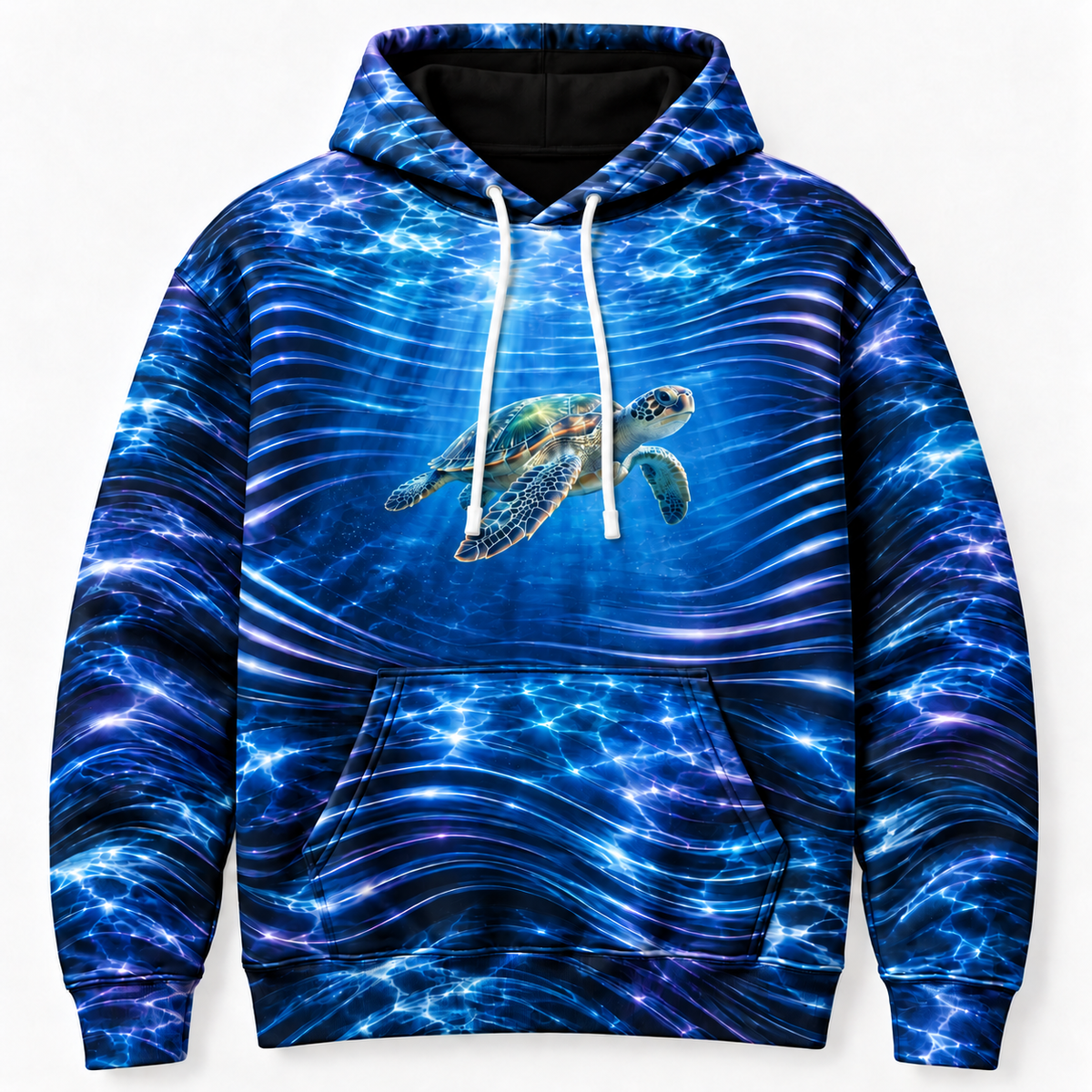 Lenticular Sea — Sea Turtle Hoodie — Layered Refraction Print