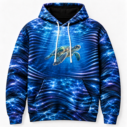 Lenticular Sea — Sea Turtle Hoodie — Layered Refraction Print