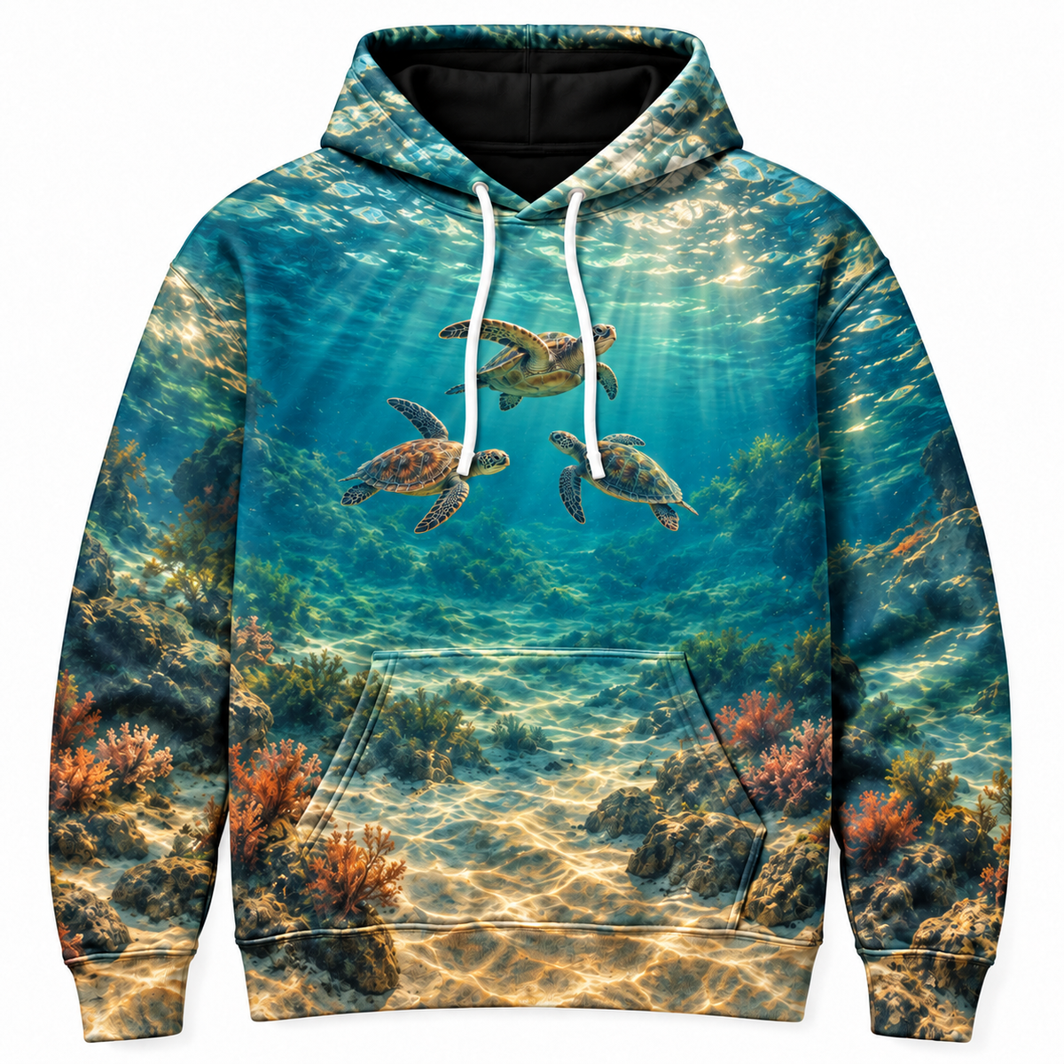 Three Bearings Sea Turtle Hoodie — Triangular Swimmers Print