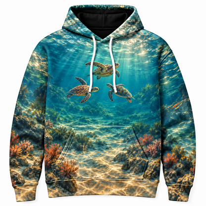 Three Bearings Sea Turtle Hoodie — Triangular Swimmers Print