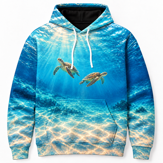Wide Open Together Sea Turtle Hoodie — Side by Side Ocean Print