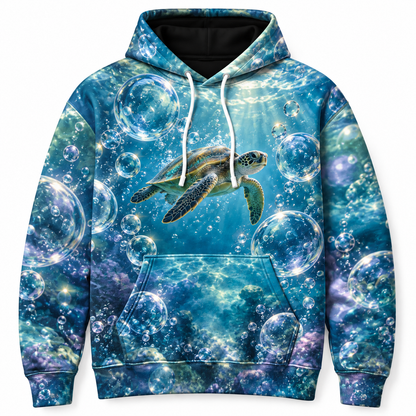 Bubble Atrium Sea Turtle Hoodie — Underwater Bubble Print