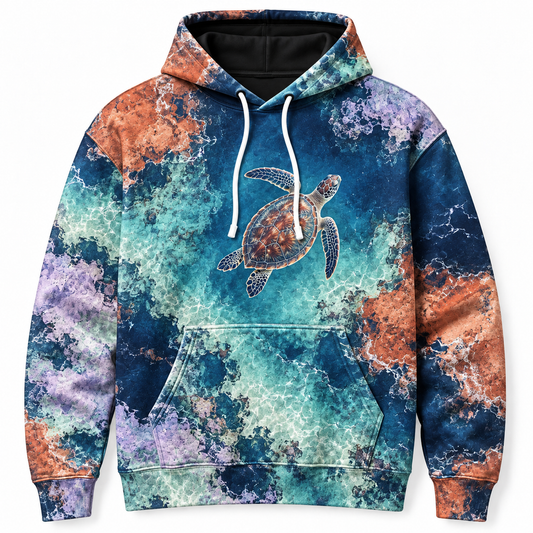 Contourless Coast Sea Turtle Hoodie — Organic Color Shapes Print