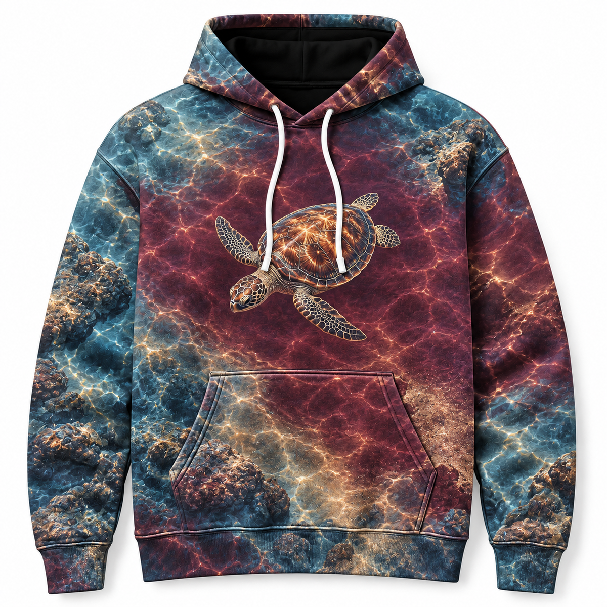 Mulled Coast Sea Turtle Hoodie — Rich Coastal Color Print