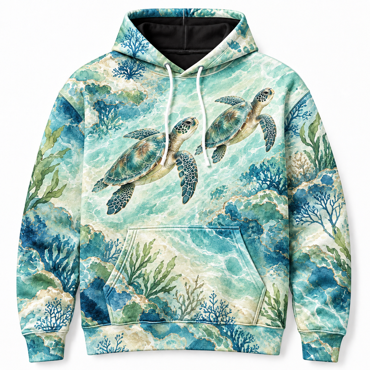 Seaglass Archipelago Sea Turtle Hoodie — Sea Glass Watercolor Print