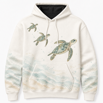 Sea Glass Companions Sea Turtle Hoodie – Soft Watercolor Family Print