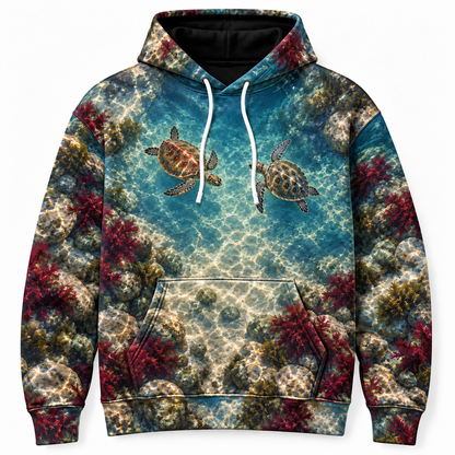 Meeting Point Sea Turtle Hoodie — Converging Swimmers Print
