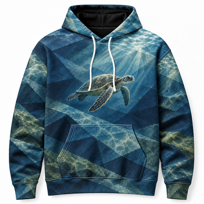 Topo Shadowplay Sea Turtle Hoodie — Folded Water Plane Print