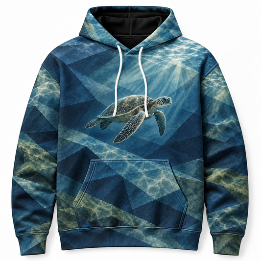 Topo Shadowplay Sea Turtle Hoodie — Folded Water Plane Print