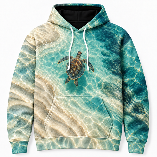 Sandbar Cutaway Sea Turtle Hoodie — Shallow Basin Print