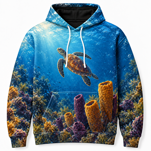 Sponge Garden Sea Turtle Hoodie — Marine Sponge Print