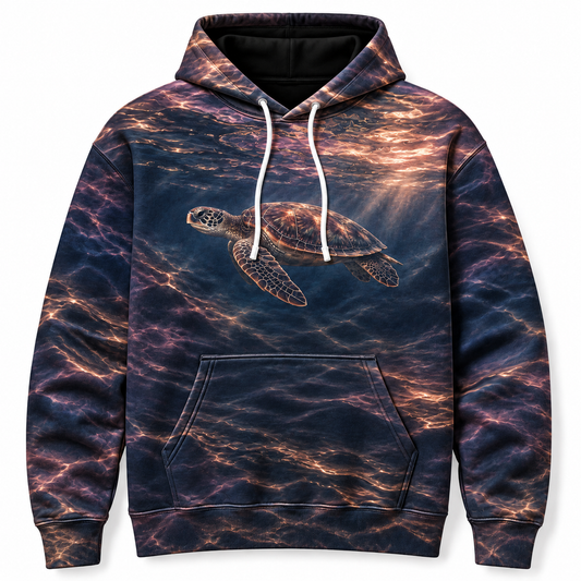Evening Tidecloth Sea Turtle Hoodie — Quiet Rich Texture Print