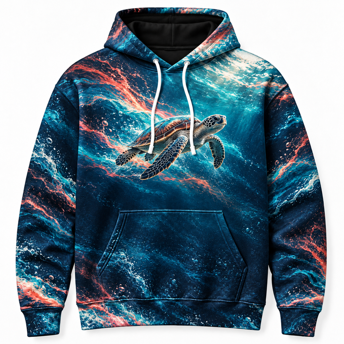 Chromatic Slipstream Sea Turtle Hoodie — Color Echo Print