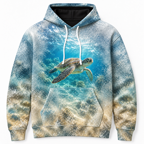 Frosted View Sea Turtle Hoodie — Glass Texture Print