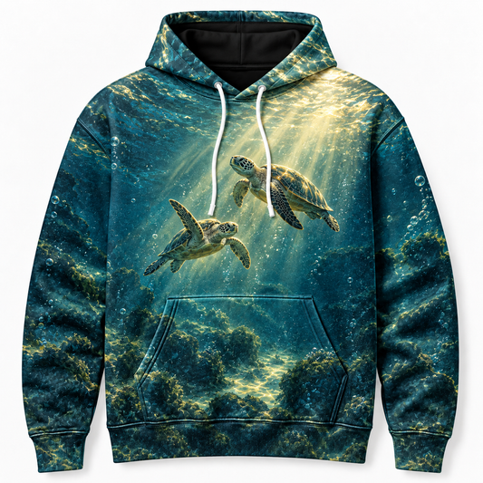 Passing Light Sea Turtle Hoodie — Companion Lightbeam Print