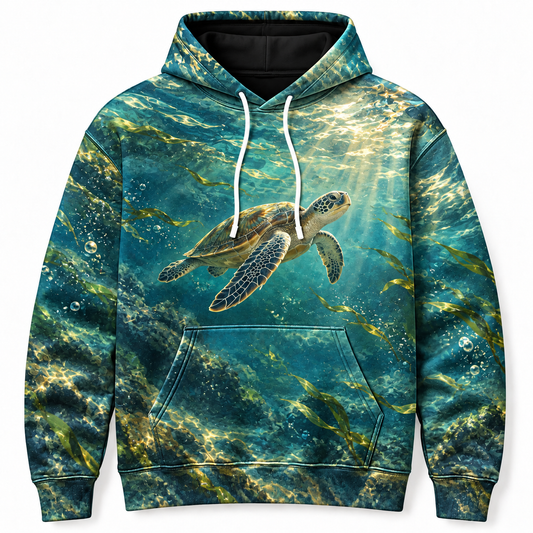 Current Rider Sea Turtle Hoodie — Banking Turtle Print