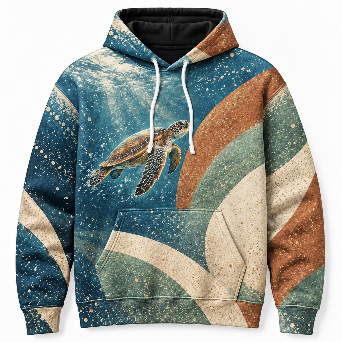 Arc Balance Sea Turtle Hoodie — Asymmetric Arc Print