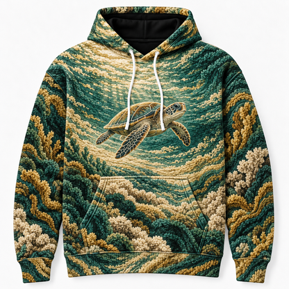 Chenille Drift Sea Turtle Hoodie — Chenille Illusion Print