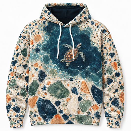 Confetti Shoal Sea Turtle Hoodie — Ocean Terrazzo Print