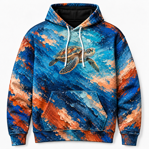 Pigment Surge Sea Turtle Hoodie — Palette Knife Print