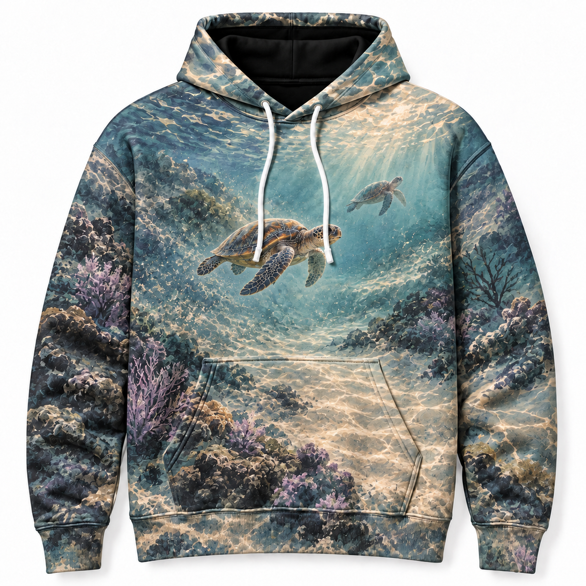 Quiet Accord Sea Turtle Hoodie — Two Depths Print