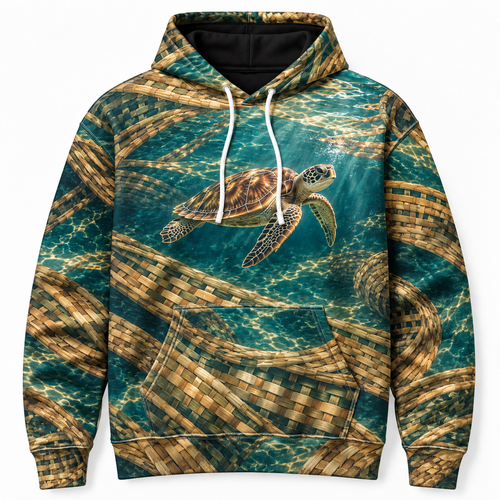 Basketwater Sea Turtle Hoodie — Basket Weave Print