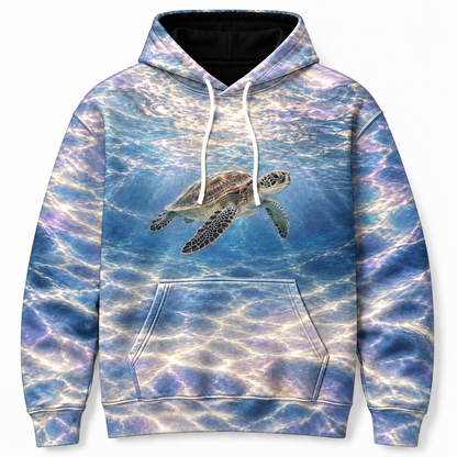 Pearl Interference Sea Turtle Hoodie — Pearlescent Wavelet Print