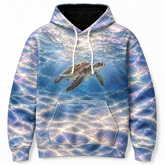 Pearl Interference Sea Turtle Hoodie — Pearlescent Wavelet Print