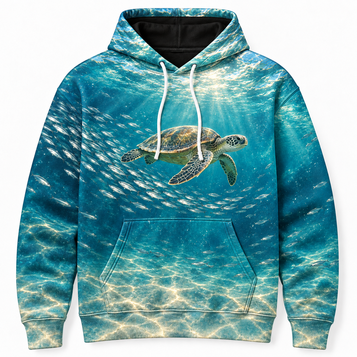 Silver Escort Sea Turtle Hoodie — Fish School Print