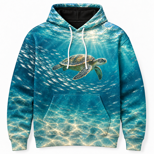 Silver Escort Sea Turtle Hoodie — Fish School Print