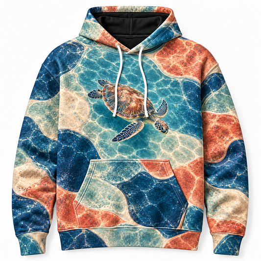 Tide Tiles Sea Turtle Hoodie — Oversized Rounded Tile Print