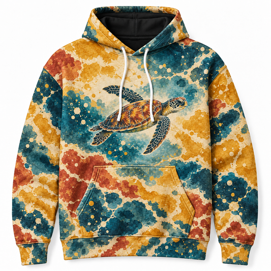 Waxwater Study Sea Turtle Hoodie — Wax Resist Ocean Print