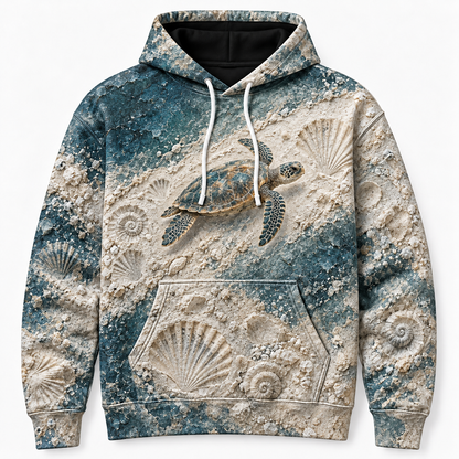 Salt Impressions Sea Turtle Hoodie — Pressed Shell Relief Print