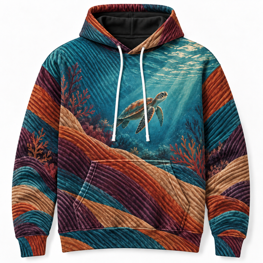 Corduroy Crossing Sea Turtle Hoodie — Ribbed Texture Print