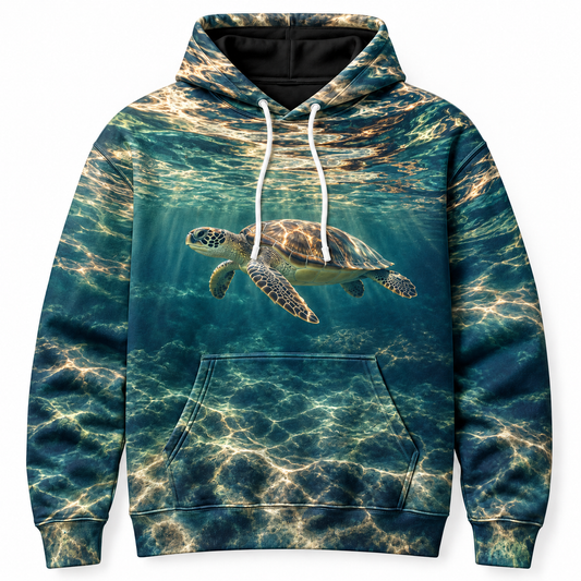 Mirrorwater Sea Turtle Hoodie — Surface Reflection Print