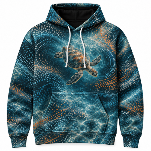 Tide Frequency Sea Turtle Hoodie — Interference Dot Print