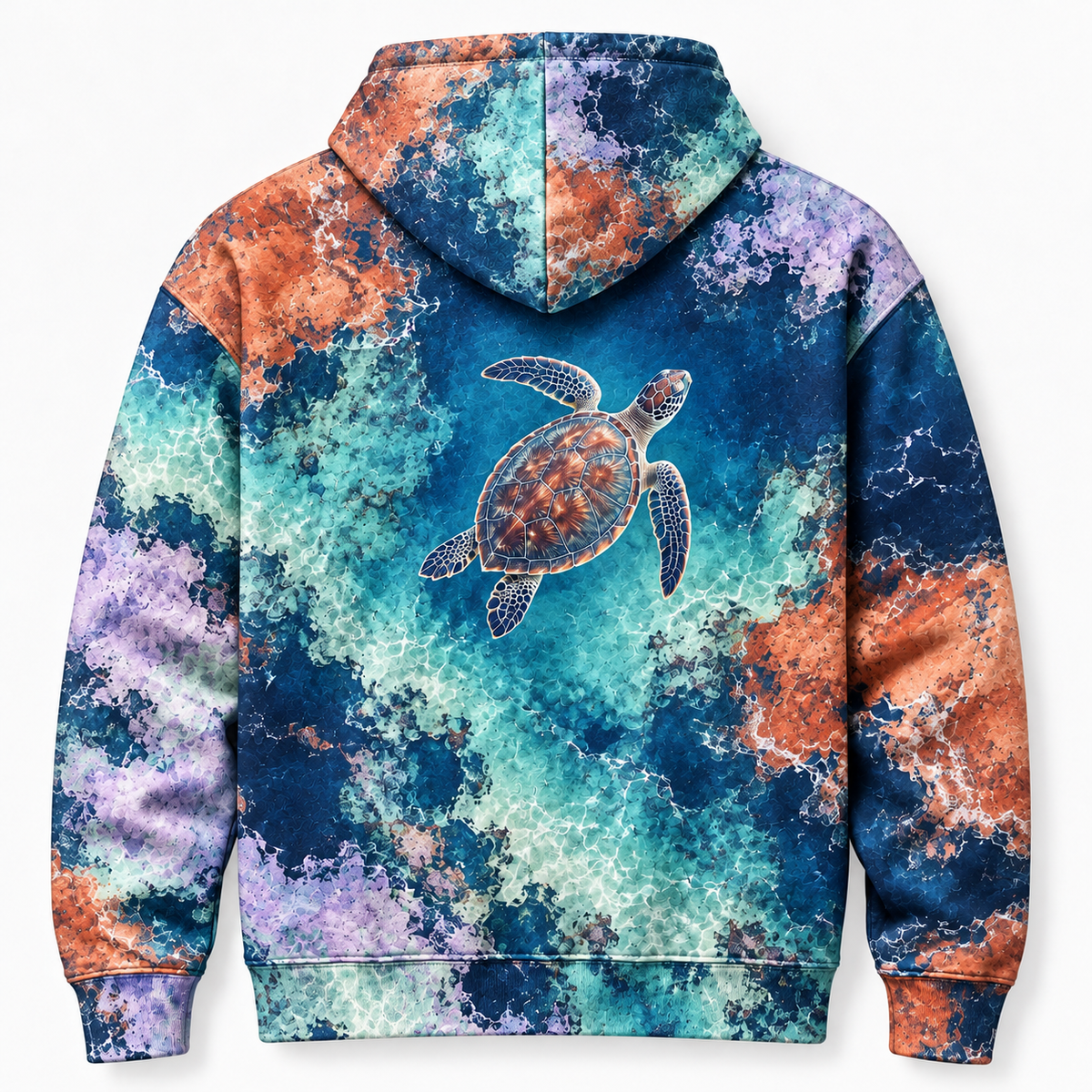 Contourless Coast Sea Turtle Hoodie — Organic Color Shapes Print