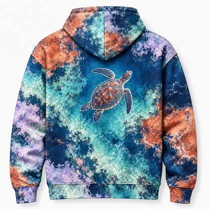 Contourless Coast Sea Turtle Hoodie — Organic Color Shapes Print
