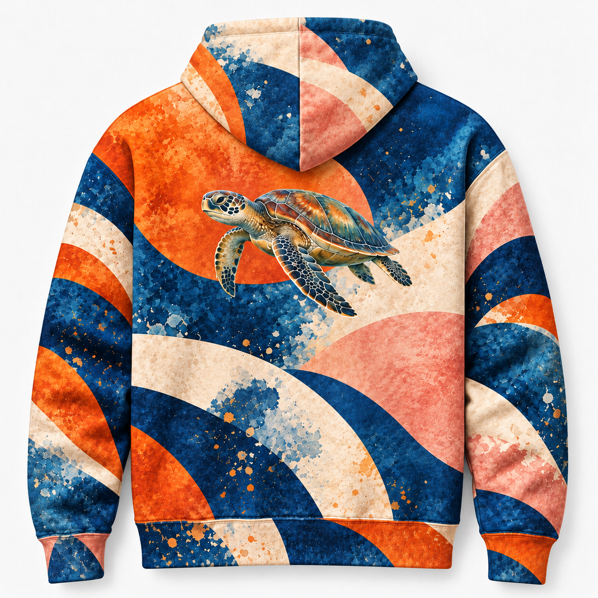 Tidal Composition Sea Turtle Hoodie — Modernist Geometry Print