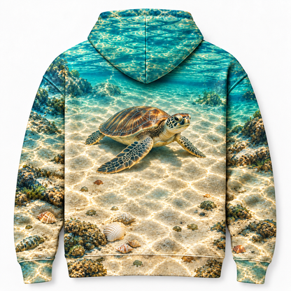 Sand Rest Sea Turtle Hoodie — Resting Turtle Print